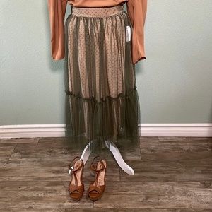 Time And True Green  Tiered Skirt